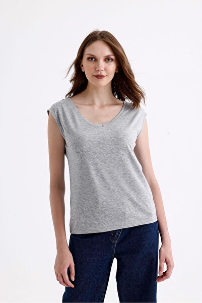 SİSTERS2HC Μπλουζάκι V-Neck Low Sleeve Viscose - Ύφασμα Grimelange
