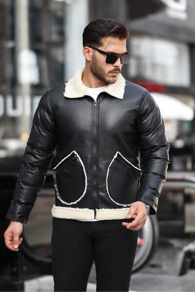 BYzıt Palton cu personalitate pentru bărbați - cu blană în interior, rezistent la apă și la frig, potrivire confortabilă