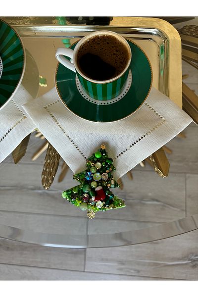 Hatice sakallı design قطعة واحدة من منديل تقديم الكوكتيل بجانب القهوة تحت عنوان العام الجديد