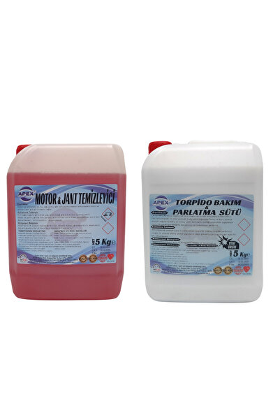 Apex Torpido Parlatıcı Süt ve Motor Jant Temizleyici 2'li Set - 5kg Araç Bakı...