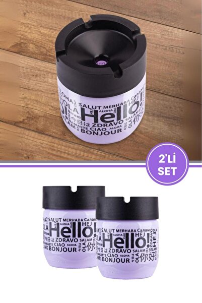 Flora 2 Adet Cam Kokusuz Küllük, Kokusuz Dumansız Yuvarlak Küllük 2’li Set Lila