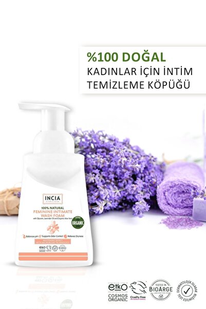 Incia %100 Doğal İntim Yıkama Köpüğü pH 3.8 Beyazlatma Etkili ve Koku Önleyici Vegan 200 ml
