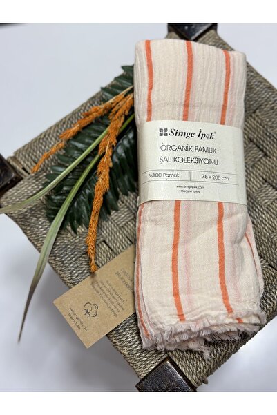 Simge İpek شال من القطن العضوي بنمط مخطط