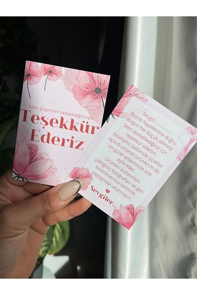 Hayal.kirtasiyesi Women's entrepreneur thank you card 10x7 cm duplex 20 pieces, small business thank you card, note card