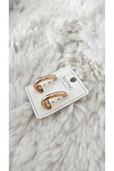 ATELİER GİZEM Xuping kararmaz kadın rose gold dikdörtgen çelik halka küpe