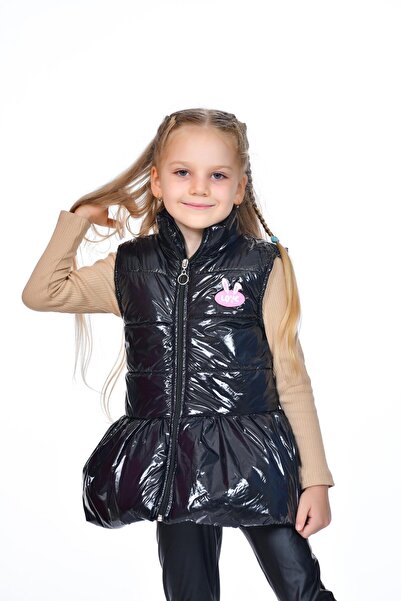 Kamex Черно пухено яке за момичета - с цип