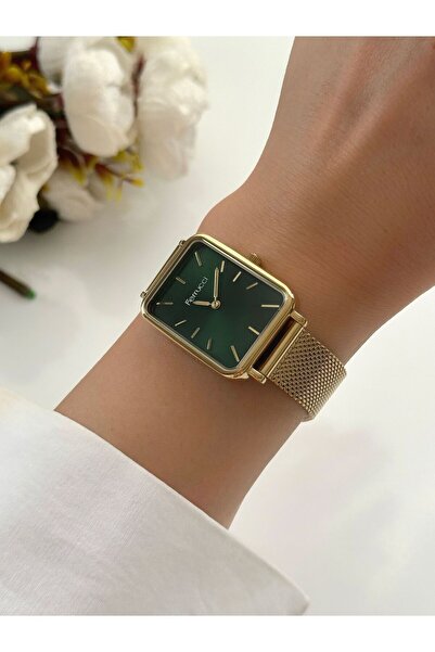 Ferrucci FErrUCCi̇ (golden) Women's Green Inner Dial Wicker Cord Wristwatch