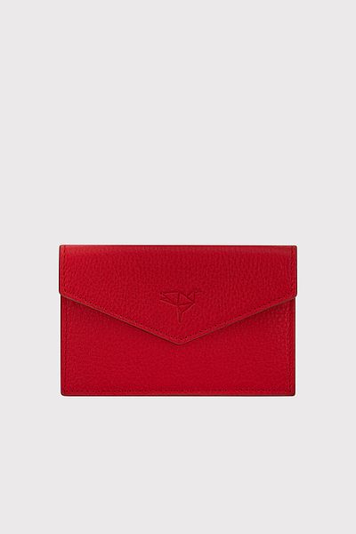 Garbalia Davos Stylish Red Genuine Leather Envelope Model Women's Wallet and Card Holder - Thin Design