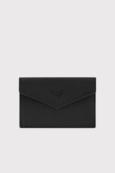 Garbalia Davos Stylish Black Genuine Leather Envelope Women's Wallet - Thin Design Card Holder