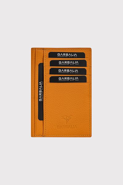 Garbalia Davos Genuine Leather Envelope - Thin Design, Mustard Yellow, Women's Wallet Card Holder