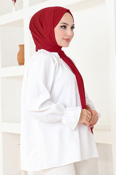 ModaMerve Şal roşu din şifon - Model NYA053-001