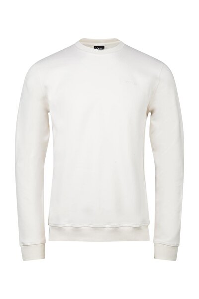 2AS Hanorac alb pentru bărbați cu guler rotund - Orlando Interlock