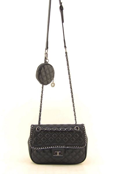 HNB Matlasat negru - Geantă crossbody pentru femei cu mai multe compartimente