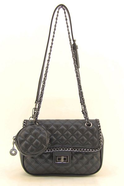 HNB Matlasat negru - Geantă crossbody pentru femei cu mai multe compartimente