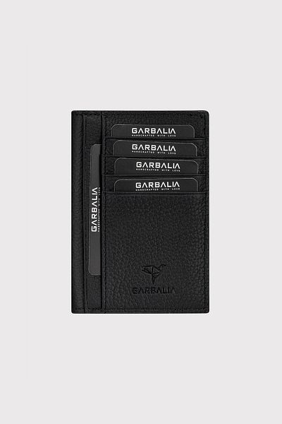 Garbalia Davos Stylish Black Genuine Leather Envelope Women's Wallet - Thin Design Card Holder