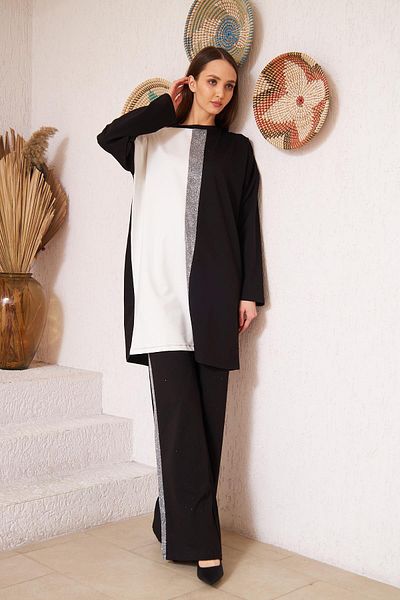 Darlin Moda Дамски комплект с черен блясък - гарниран DM5000