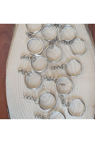 Oduncudünyası 100 Adet - Zincirli Metal Anahtarlık Halkası 25 mm Gümüş Renk A...