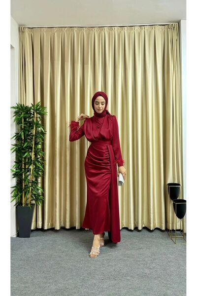 moda zeynaa Kuyruklu Saten Abiye