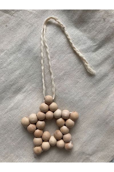 Pearly Handmade Διακοσμητικό Ξύλινο Στολίδι Αστέρι με Χάντρες Στολίδι Πόρτας Τοίχου Κουζίνας