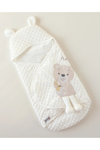 Bebecix Honey Cute Bear Cream Swaddle with Snaps