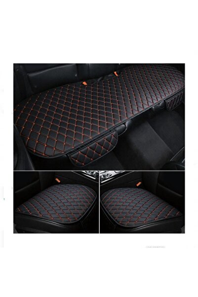 OTOPİNK Черна кожена възглавница за диван с червена бродерия