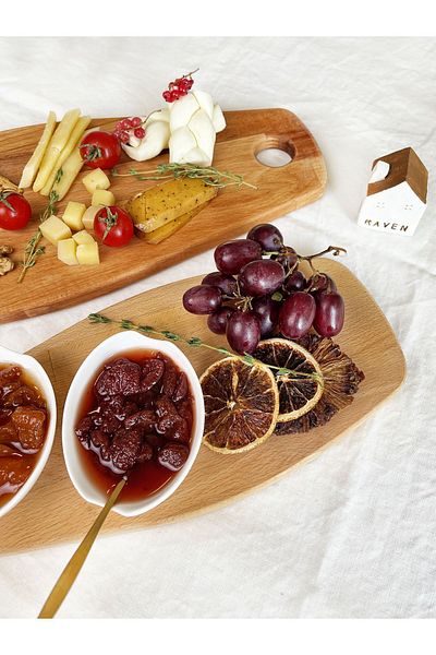 NOBLERAVEN DESIGN Natural Wood Cutting Board and Serving Board SET OF 2, Beech Wood