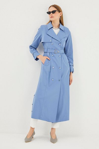 Zühre Trench Indigo - Curea și mâneci detaliate, Model 12916