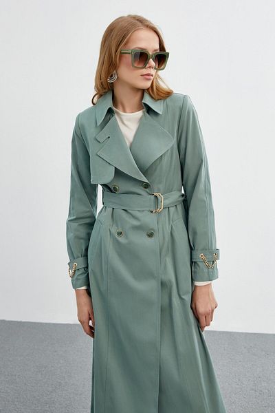 Zühre Chain and Belt Detailed Çağla Trench Coat 12615