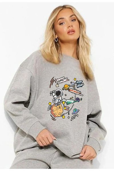 Pink Sky Aydan Astronaut Printed Oversize Sweatshirt