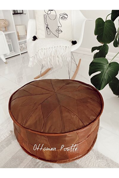Ottoman Pouffe Iskandinav El Yapımı Hakiki Deri Ottoman Bohem Puf Yer Minder ...