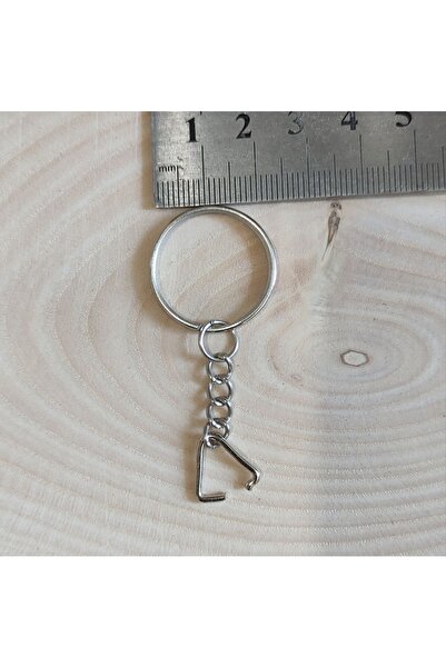 Oduncudünyası 50 Adet - 25 mm Zincirli Metal Anahtarlık Halkası Gümüş Renk Am...
