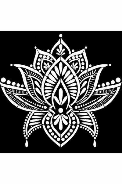 Mandalart Fabric Lotus Büyük Boy Mandala Duvar, Dekoratif Hazır Şablon, Stenc...