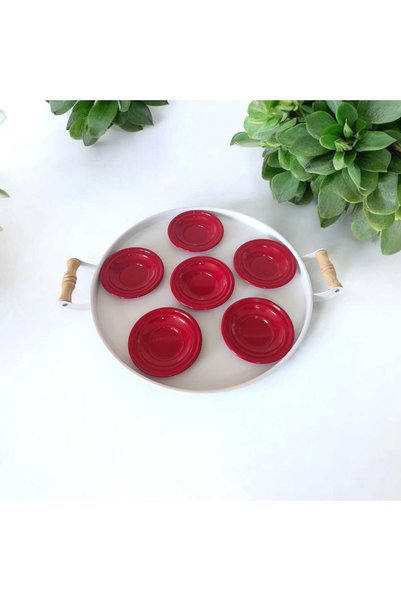 Generic Brand Metal Tea Plate-Cup Coaster- Red Tea Plate-Rustproof Anti-Tarnish Colorful Tea Plate