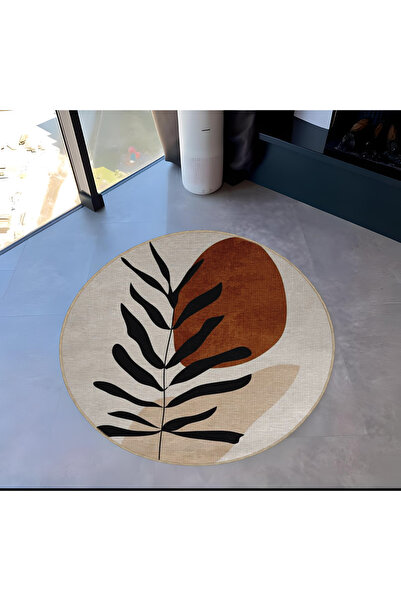 Rugs Modern Halı سجادة زخرفية حديثة بقاعدة منسوجة مستديرة ونمط أوراق شجر مجرد...