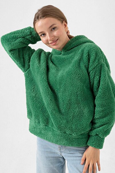 SOEC TEDDY TÜYLÜ KUMAŞ KAPÜŞONLU SWEATSHIRT