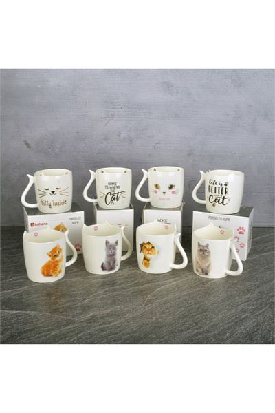 SİHİRLİ AYAKLAR 380 Ml Porcelain Single Cat Tea Coffee Mug