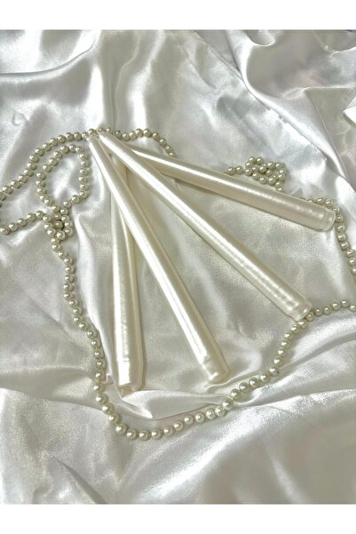 sanat perisi Özel Sedefli Şamdan Mum Beyaz- 4'lü Set