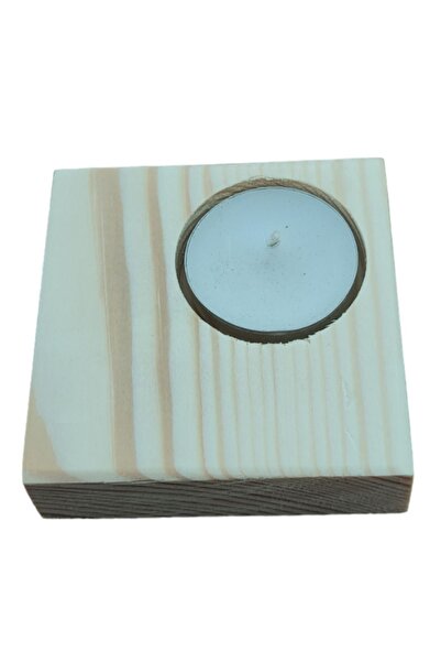 doğaldepo 20 Adet Ahşap Kare Çam Kütük Mumluk Hediyelik 7,5 x 7,5 cm