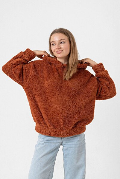 SOEC TEDDY TÜYLÜ KUMAŞ KAPÜŞONLU SWEATSHIRT