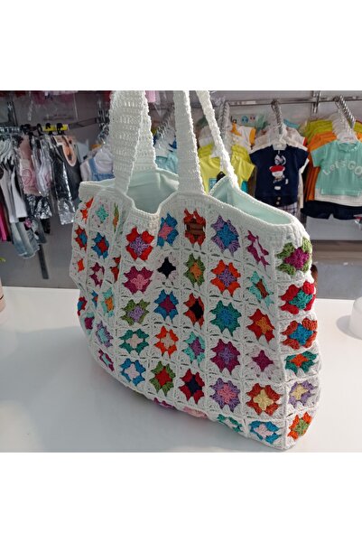 EL YAPIMI El Örgüsü Motifli Çanta