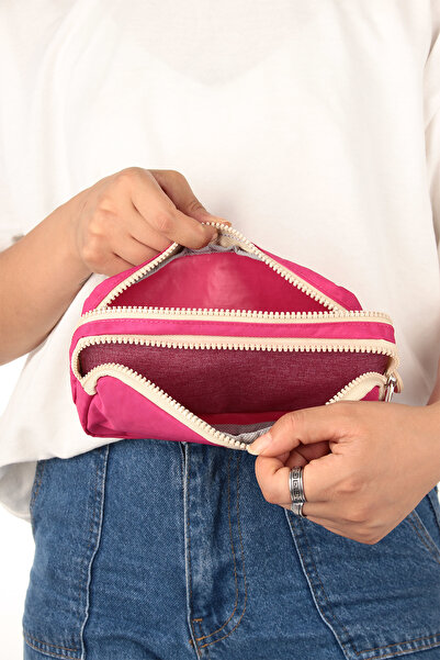 Fiyaka Rlx-124 - Two-eye Pink Cream Clinker Fabric School and College Pen Holder Bag