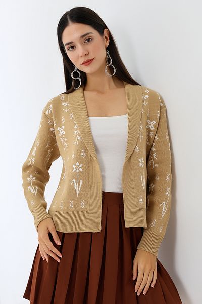 Devinka Cardigan de damă cu guler de haină cu model