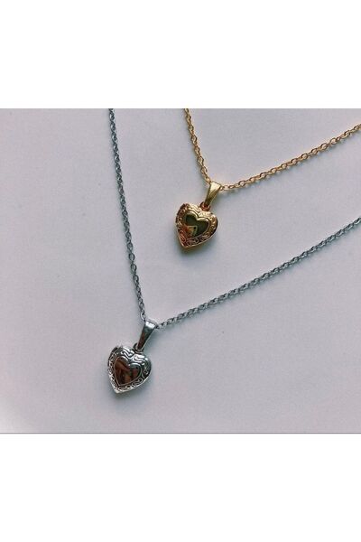 Claritas Takı Kadın Gümüş Kaplama Mini Açılır Kapanır Kalp Kolye