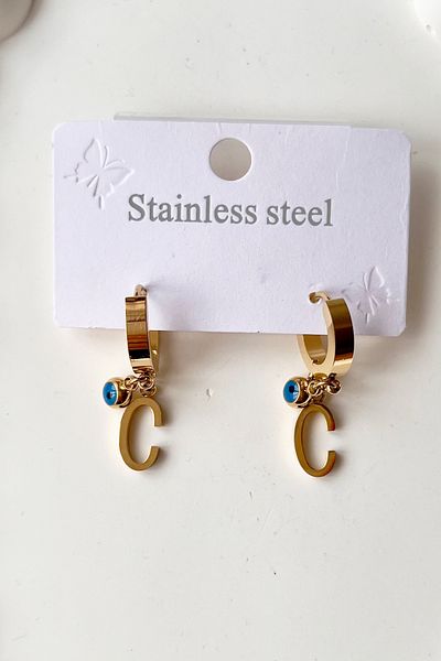 Fubena 316l Steel Earrings with Double Letter