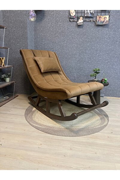 Asedia Miskin Ceviz Kahve Ahşap Sallanan Sandalye Dinlenme Emzirme Baba Tv Ok...