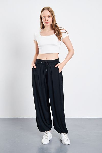 CrazyShopping Modal Viscose Women's Shalwar Trousers - Carrot Leg, Pockets and Loose