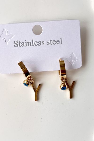 Fubena 316l Steel Earrings with Double Letter