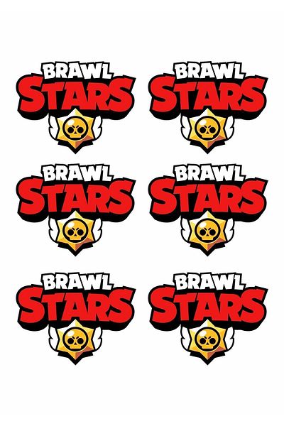 Atölye7Tasarım Brawl Star Logo - 6 Pieces 7X9 cm Edible Cake Decoration Cupcake Candy Dough Paper Print