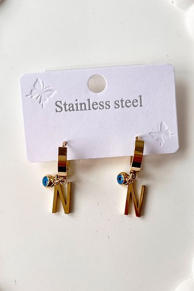 Fubena 316l Steel Earrings with Double Letter