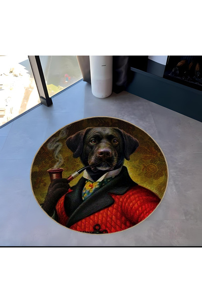 Rugs Modern Halı موضوع سريالي الكلب في البدلة نمط جولة المنسوجة قاعدة السجاد ...